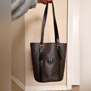 Vintage Authentic Celine Macadam Triomphe Bucket Bag